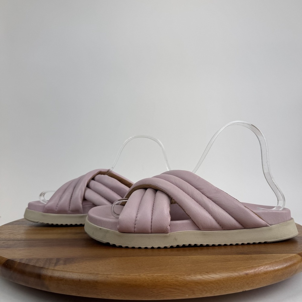 New Womens Miz Mooz Marinella Slip On Leather Open Toed Pink‎ Sandals Size EU 38
